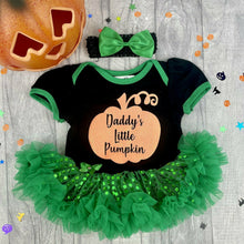 Load image into Gallery viewer, Daddy's Little Pumpkin Baby Girl Tutu Romper, Thanksgiving Halloween Outfit