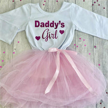 Load image into Gallery viewer, 'Daddy's Girl' Father's Day White and Pink Long Sleeved Tutu Dress, With Hearts
