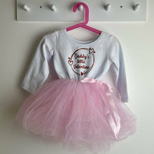 Load image into Gallery viewer, 'Daddy's Little Valentine' Girls White & Pink Long Sleeve Tutu Dress, With Hearts