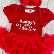 Load image into Gallery viewer, Baby Girl's Valentine's Day Outfit, Daddy's Little Valentine Red Tutu Romper With Headband, Newborn Gift - Little Secrets Clothing
