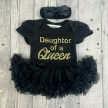 Load image into Gallery viewer, 'Daughter Of A Queen' Baby Girl Tutu Romper With Matching Bow Headband