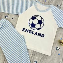Load image into Gallery viewer, England Football, Blue Stripe Boys Pyjamas
