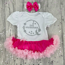 Load image into Gallery viewer, Eid Mubarak Baby Girl's Tutu Romper