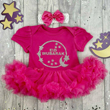 Load image into Gallery viewer, Eid Mubarak Baby Girl's Tutu Romper