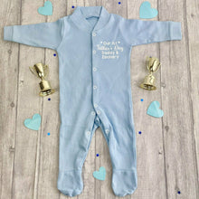 Load image into Gallery viewer, Personalised 'Our 1st Father's Day' Daddy and Baby Name Newborn Baby Girls Sleep Suit