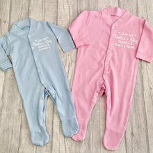 Load image into Gallery viewer, Personalised 'Our 1st Father's Day' Daddy and Baby Name Newborn Baby Girls Sleep Suit