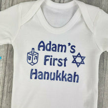 Load image into Gallery viewer, Baby Boy's & Girls First Hanukkah White Long Sleeve Cotton Baby Romper, Jewish Celebration Outfit