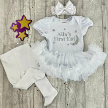 Load image into Gallery viewer, Personalised First Eid Baby Girl Tutu Romper Set