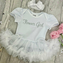 Load image into Gallery viewer, 'Flower Girl' Wedding Baby Girl Tutu Romper With Matching Bow Headband