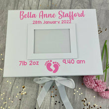 Load image into Gallery viewer, Baby Personalised Photo Keepsake Ribbon Memory Box Gift