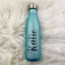 Load image into Gallery viewer, Personalised Glitter Insulated Water Bottle