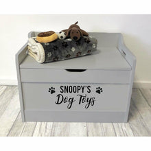 Load image into Gallery viewer, Personalised Dog / Pet Toys Paw Toy Box Grey Wood