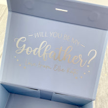 Load image into Gallery viewer, Personalised Will You Be My Godfather? Keepsake Blue Gift Box