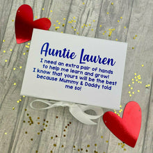 Load image into Gallery viewer, Personalised 'Will You Be My Godmother?' Quote Name Small Keepsake Gift Box