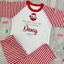 Load image into Gallery viewer, Children's Christmas Pyjamas, Personalised Santa Red & White Boys & Girls X-Mas PJs - Little Secrets Clothing