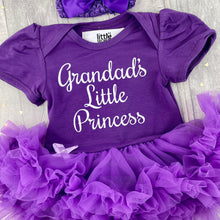 Load image into Gallery viewer, Grandad's Little Princess Baby Girl Purple Tutu Romper