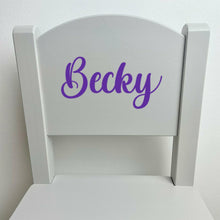 Load image into Gallery viewer, Personalised Baby Girls & Boys Curly Name, Grey Wooden Nursery Chair