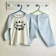 Load image into Gallery viewer, Halloween Pyjamas, Personalised Boys & Girls Stripe PJ's