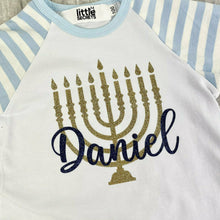 Load image into Gallery viewer, Hanukkah Menorah Pyjamas, Personalised Jewish Celebration PJ's Boys & Girls