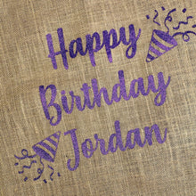 Load image into Gallery viewer, Personalised Birthday Confetti Hessian Gift Sack