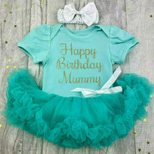 Load image into Gallery viewer, Happy Birthday Mummy Baby Girl Green Tutu Romper With Headband, Gift for Mum - Little Secrets Clothing