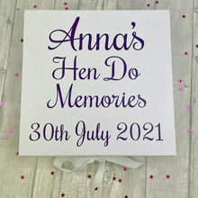 Load image into Gallery viewer, Personalised 'Hen Do Memories' Bride To Be Memory Keepsake Wedding Box