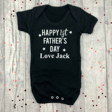 Load image into Gallery viewer, Personalised Happy 1st Father's Day Baby Boy Short Sleeve Romper