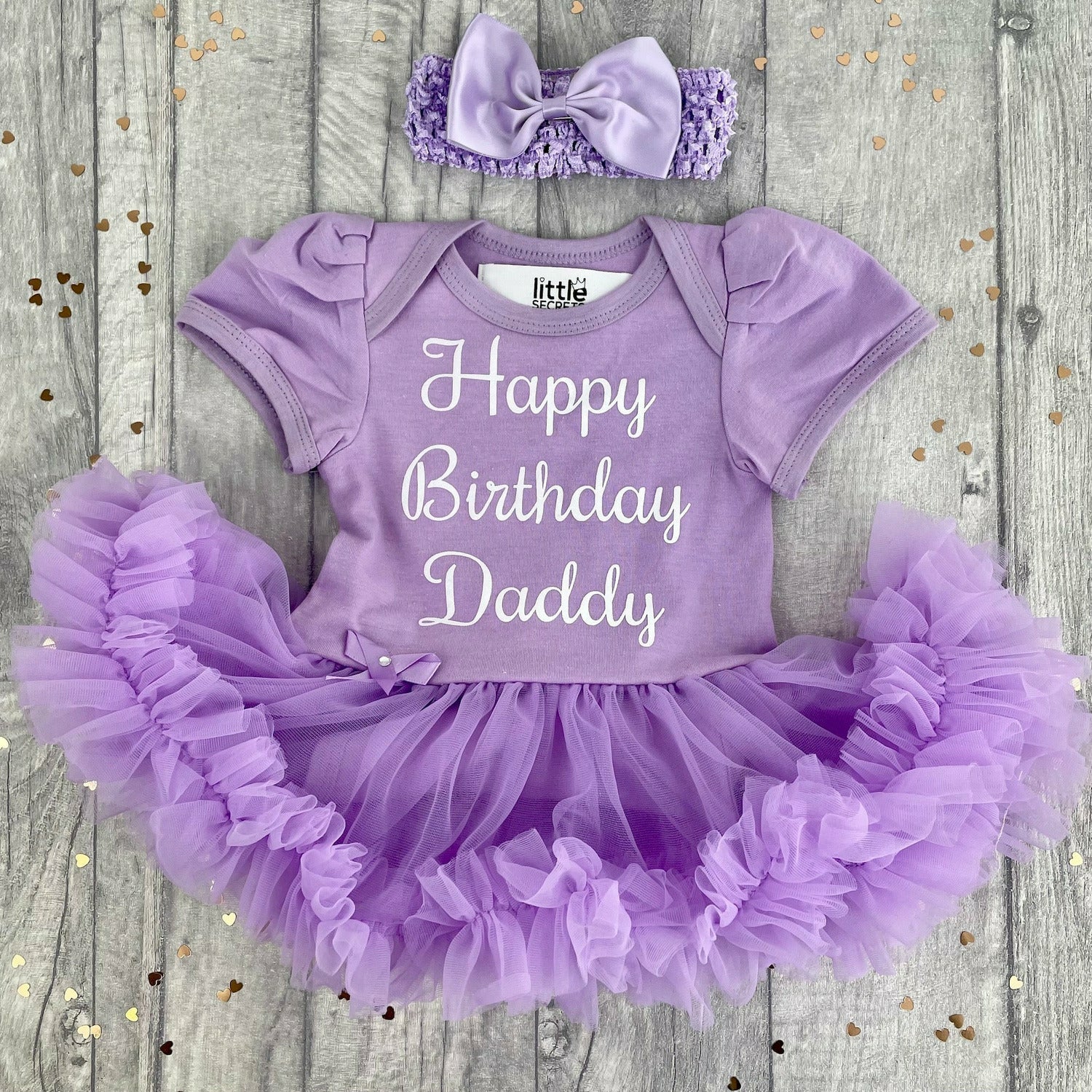 Happy Birthday Daddy Baby Girl Tutu Romper With Matching Bow