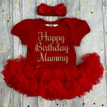 Load image into Gallery viewer, Happy Birthday Mummy Baby Girl Red Tutu Romper With Headband, Gift for Mum - Little Secrets Clothing