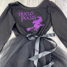 Load image into Gallery viewer, Hocus Pocus Girls Witch Dress, Halloween Long Sleeve Black Tutu Dress - Little Secrets Clothing