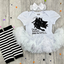 Load image into Gallery viewer, Hocus Pocus Baby Girl Halloween Witch Outfit, I've got Daddy under my Spell - Little Secrets Clothing