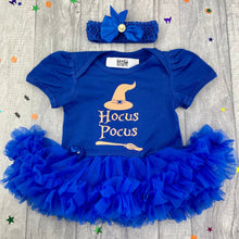 Load image into Gallery viewer, Hocus Pocus Tutu Romper with Matching Bow Headband Baby Girl Halloween Witch Outfit