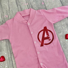 Load image into Gallery viewer, Baby Girl Or Boy Superhero Avengers Logo Blue Sleepsuit Blue Pink