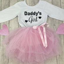 Load image into Gallery viewer, 'Daddy's Girl' Father's Day White and Pink Long Sleeved Tutu Dress, With Hearts