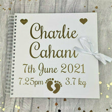 Load image into Gallery viewer, Personalised White Baby Newborn Christening Scrapbook Gift 12x12 inch