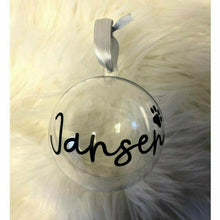 Load image into Gallery viewer, Personalised Dog / Pet Christmas Tree Bauble with Paw Print
