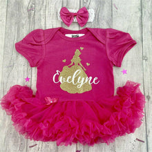 Load image into Gallery viewer, WORLD BOOK DAY! Personalised Belle Disney Princess Baby Girl Tutu Romper With Matching Bow Headband