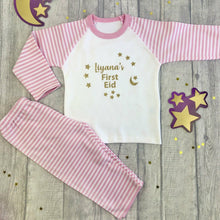 Load image into Gallery viewer, Personalised First Eid Striped Pyjamas