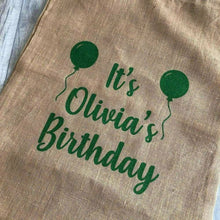 Load image into Gallery viewer, Personalised birthday balloons presents gift sack