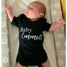 Load image into Gallery viewer, Personalised baby surname short sleeve romper