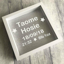 Load image into Gallery viewer, Boys grey polka dot Baby Box Frames (Name, DOB, Time & Weight)