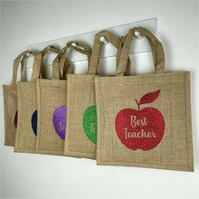 Load image into Gallery viewer, Personalised Teacher Lunch Bag, Hessian/ Burlap Bag