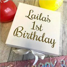 Load image into Gallery viewer, Personalised baby girl or boy toddler birthday memory/keepsake gift box
