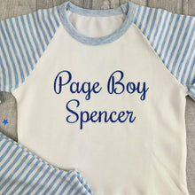 Load image into Gallery viewer, Personalised Page Boy Wedding Blue and White Boys Pyjamas