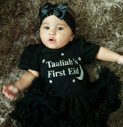 Personalised First Eid Baby Girl Tutu Romper