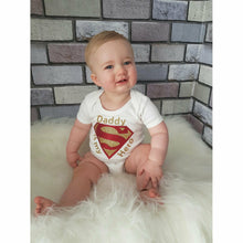 Load image into Gallery viewer, Daddy Is My Hero Superman Baby Boy Short Sleeve Romper, Father's Day Gift