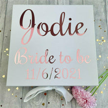 Load image into Gallery viewer, Personalised 'Bride To Be' Name and Date Wedding Memory Keepsake Box