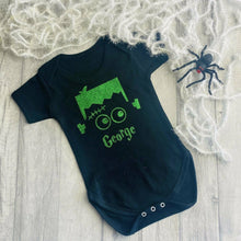 Load image into Gallery viewer, Personalised Frankenstein Baby Boy's Short Sleeve Romper