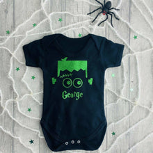 Load image into Gallery viewer, Personalised Frankenstein Baby Boy's Short Sleeve Romper