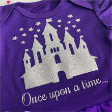 Load image into Gallery viewer, Disney Castle Once Upon A Time Baby Girl Tutu Romper With Matching Bow Headband